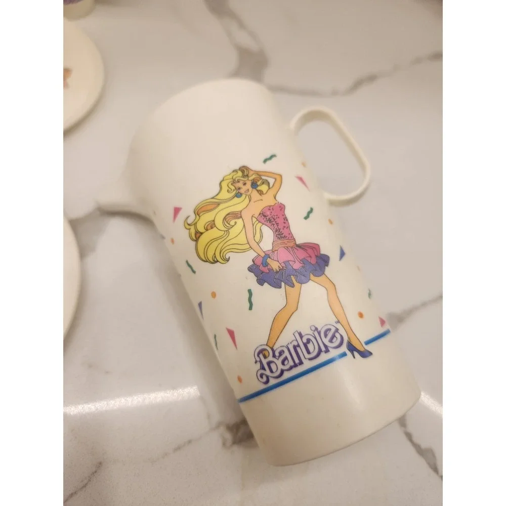 BARBIE Vintage Children's Tea Set 13 Pieces Chilton 1990's Plastic White Toy Set